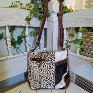 Myra Bag, medium size, fabric mixed with animal fur